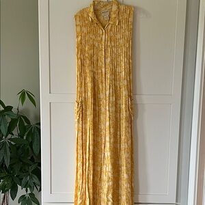 Vintage April Cornell Yellow Sleeveless Maxi Dress